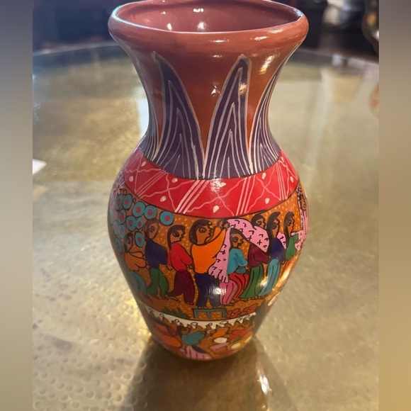 Hand-painted Mexican Folk Art Pottery Mask Decoration - Picture 1 of 8